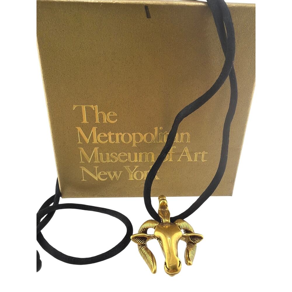 Vintage MMA Egyptian Revival Rams Head Amulet Necklace Metropolitan Museum